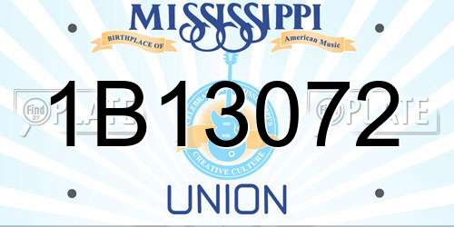 1B13072 Mississippi License Plate