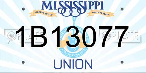 1B13077 Mississippi License Plate