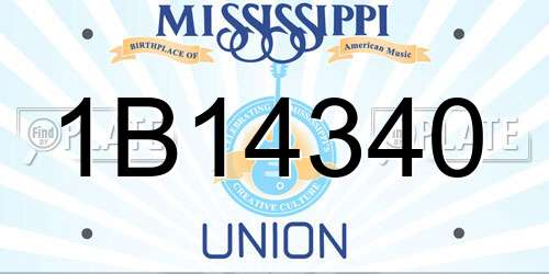 1B14340 Mississippi License Plate
