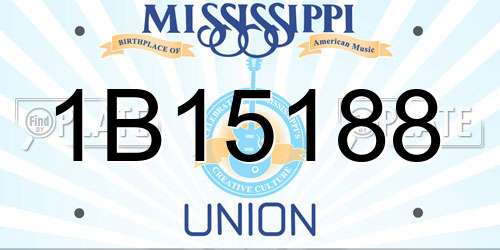 1B15188 Mississippi License Plate