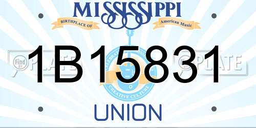 1B15831 Mississippi License Plate