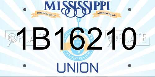 1B16210 Mississippi License Plate