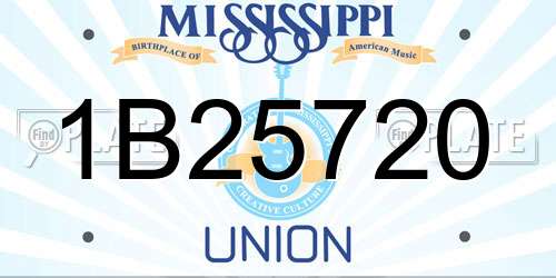 1B25720 Mississippi License Plate