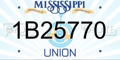 1B25770 Mississippi License Plate