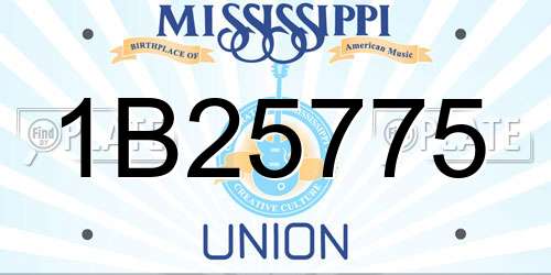 1B25775 Mississippi License Plate