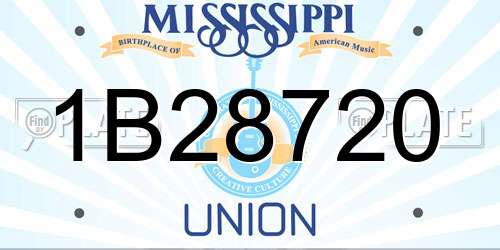 1B28720 Mississippi License Plate
