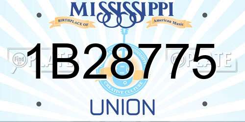 1B28775 Mississippi License Plate