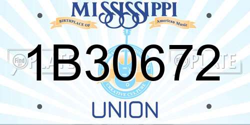 1B30672 Mississippi License Plate