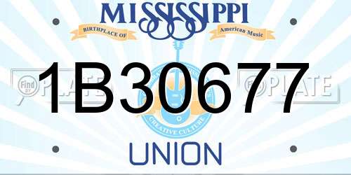 1B30677 Mississippi License Plate