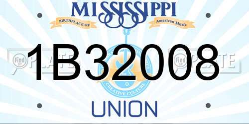 1B32008 Mississippi License Plate