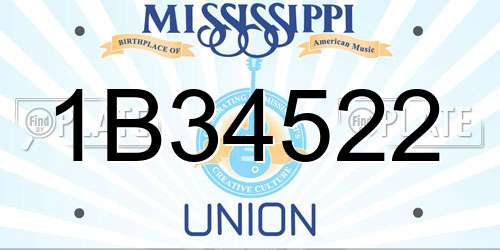 1B34522 Mississippi License Plate