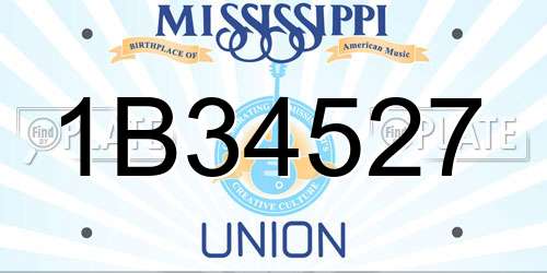1B34527 Mississippi License Plate
