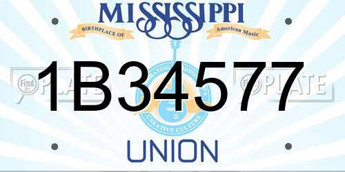 1B34577 Mississippi License Plate