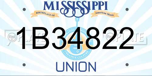 1B34822 Mississippi License Plate