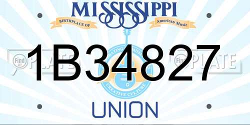 1B34827 Mississippi License Plate