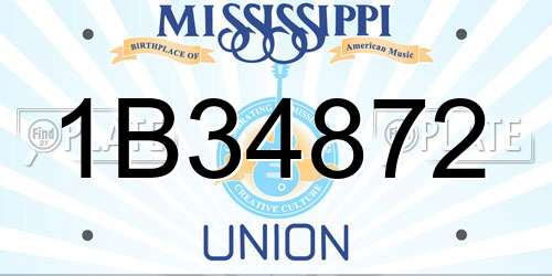 1B34872 Mississippi License Plate
