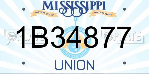 1B34877 Mississippi License Plate
