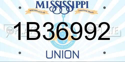 1B36992 Mississippi License Plate