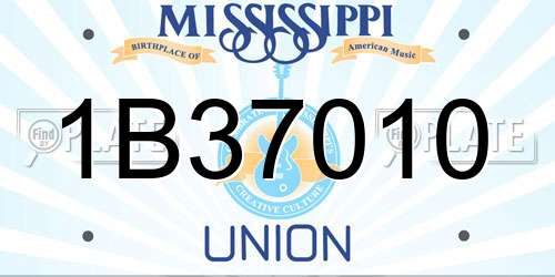 1B37010 Mississippi License Plate