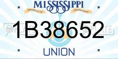 1B38652 Mississippi License Plate