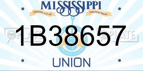 1B38657 Mississippi License Plate