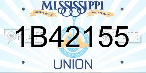 1B42155 Mississippi License Plate