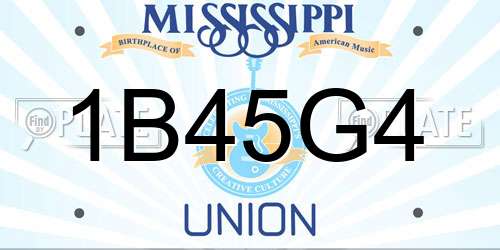 1B45G4 Mississippi License Plate