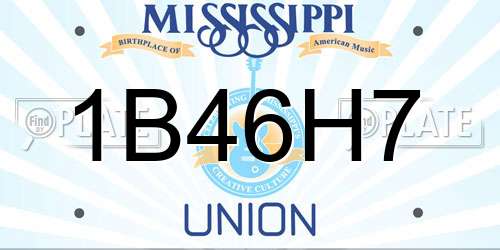 1B46H7 Mississippi License Plate
