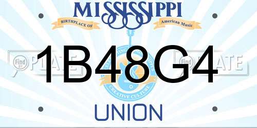 1B48G4 Mississippi License Plate