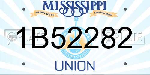 1B52282 Mississippi License Plate