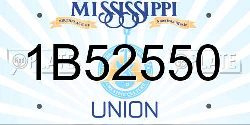 1B52550 Mississippi License Plate