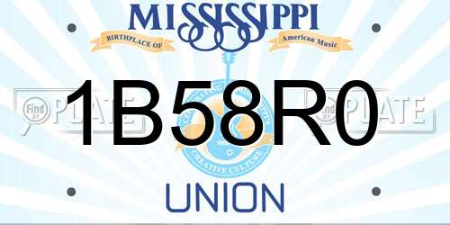 1B58R0 Mississippi License Plate