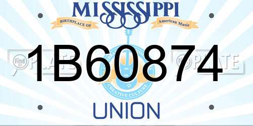 1B60874 Mississippi License Plate