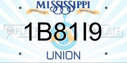 1B81I9 Mississippi License Plate