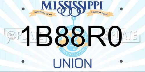 1B88R0 Mississippi License Plate