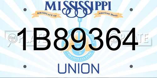 1B89364 Mississippi License Plate