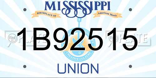 1B92515 Mississippi License Plate