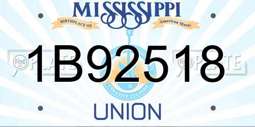 1B92518 Mississippi License Plate