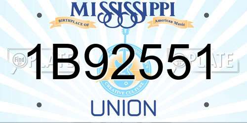 1B92551 Mississippi License Plate