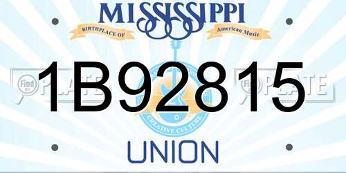 1B92815 Mississippi License Plate