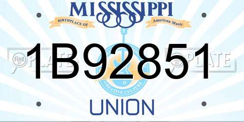 1B92851 Mississippi License Plate