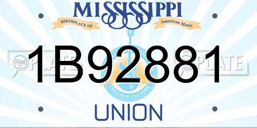 1B92881 Mississippi License Plate