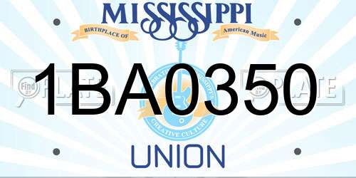 1BA0350 Mississippi License Plate