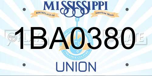 1BA0380 Mississippi License Plate