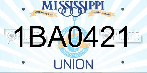 1BA0421 Mississippi License Plate