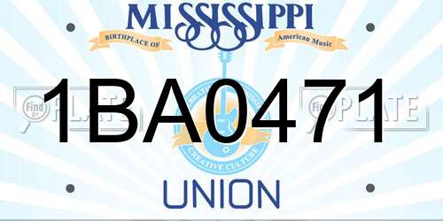 1BA0471 Mississippi License Plate