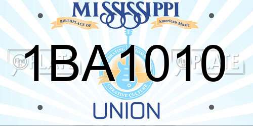 1BA1010 Mississippi License Plate