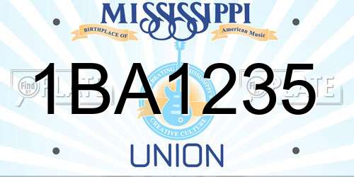 1BA1235 Mississippi License Plate