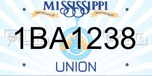 1BA1238 Mississippi License Plate