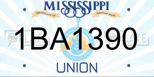 1BA1390 Mississippi License Plate